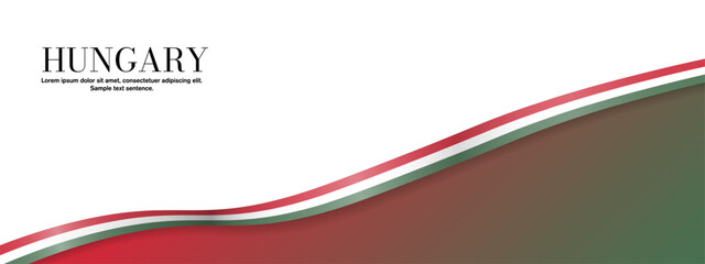 Hungarian Flag Ribbon Banner Template with copy space. Silk Hungary banner design background. Editable Vector Illustration. EPS 10.	
