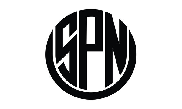 SPN shield in circle logo design vector template. lettermrk, wordmark, monogram symbol on white background.