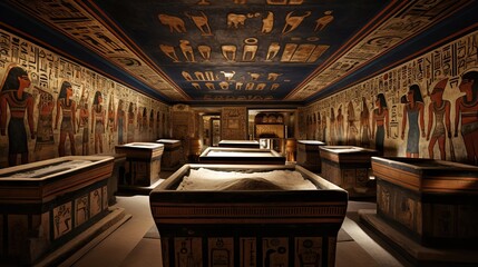 Ancient tombs of Egyptian pharaohs. Created using generative AI technology. - obrazy, fototapety, plakaty