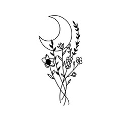 vector illustration of flower with moon
