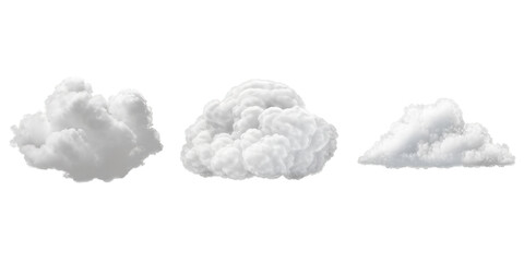 Set of white clouds on transparent background Generative AI