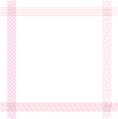柄物のマスキングテープのフレームイラスト/ストライプ/ドット/ボーダー/ピンク/バースデー