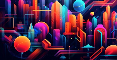 wallpaper desktop with bright and colorful objects