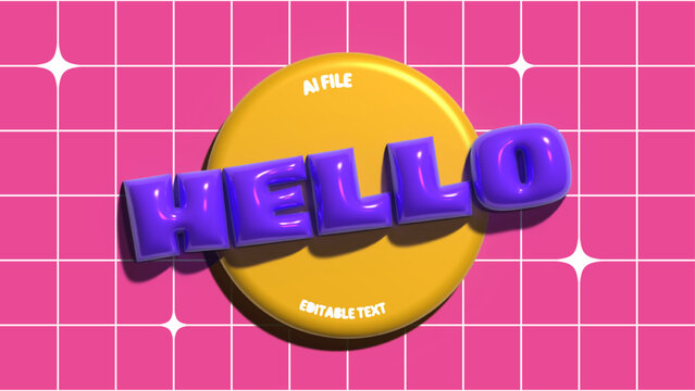 3d inflate hello editable text effect	