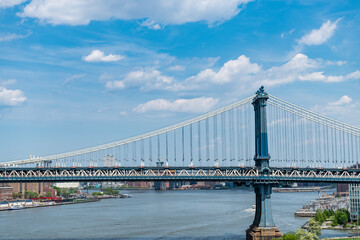 manhattan bridge in new york. architecture of historic bridge in manhattan. bridge connecting Lower Manhattan with Downtown Brooklyn. urban city architecture. travel destination