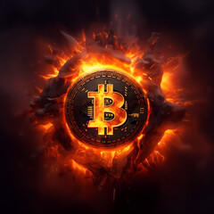 Bitcoin is heating up.Created with generative Ai technology.