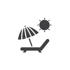 Relaxing beach icon with a chair and umbrella by the sea
