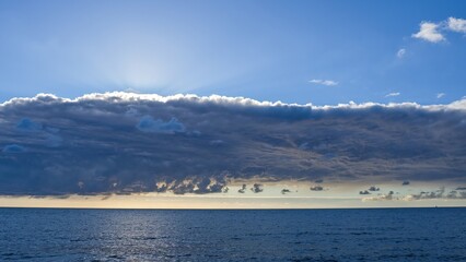 Colorful cloudy sky at sunset. Gradient color. Sky texture, abstract nature background.