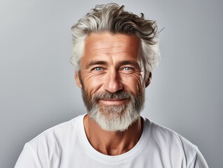 Obraz premium Attractive mature man portrait, generative ai