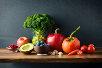 still life with vegetables and fruits