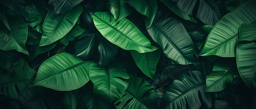 Abstract green leaf texture nature background tropical