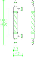 Factory door handle type detail design illustration vector sketch