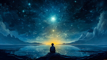 Lucid Dreaming Techniques A Concept Art of a Meditating Person in a Dreamlike Landscape AI Generative