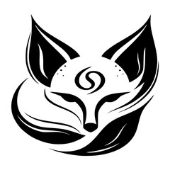 Black color Fox Head Monochrome Logo isolated on white 