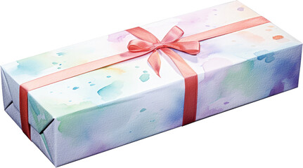 gift box with ribbon watercolor isolated