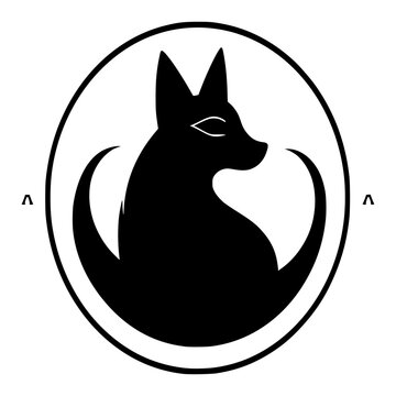 Black color Fox Head Monochrome Logo isolated on white 