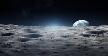 earth rises above the moon