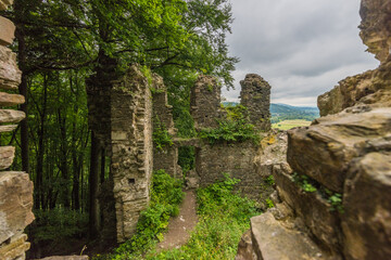 Fototapeta na wymiar ruins of the Sobień castle in the Bieszczady Mountains 