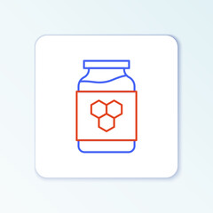 Line Jar of honey icon isolated on white background. Food bank. Sweet natural food symbol. Colorful outline concept. Vector