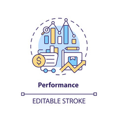 2D editable performance thin line icon concept, isolated vector, multicolor illustration representing vendor management.