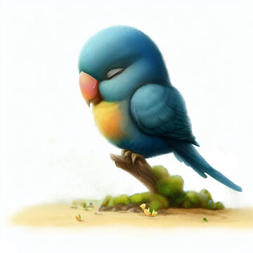 Digital illustration of a young Blue-Headed Parrot