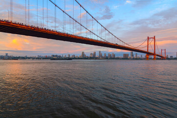 Wuhan YingWuzhou Yangtze River Bridge scenery