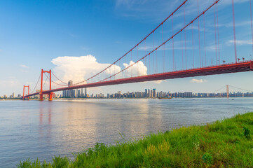 Wuhan YingWuzhou Yangtze River Bridge scenery