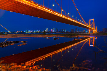 Wuhan YingWuzhou Yangtze River Bridge scenery