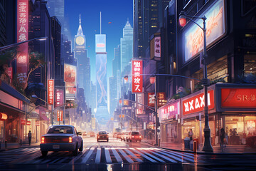 Fototapeta na wymiar cityscape with anime style