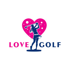 woman golf sport love logo