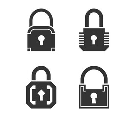 Four lock icons on white background, vector eps10 illustration