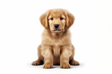 a puppy Golden Retriever dog isolated on white background. 