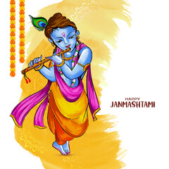 Decorative Happy janmashtami festival religious card design