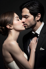 portrait of couple passionately kissing each other