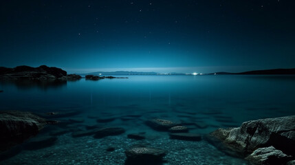 Fototapeta na wymiar night view of the sea