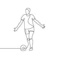 The continuous single-line art of a football player