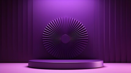 Purple Room with an Empty Podium. Amazing Background for Product Presentation.