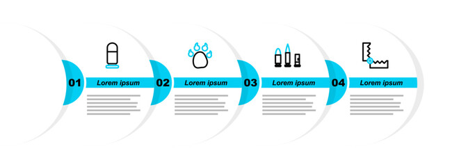 Set line Trap hunting, Bullet and cartridge, Paw print and icon. Vector