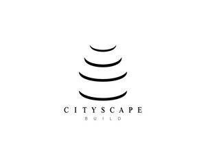 Modern city building logo design concept for business identity.
