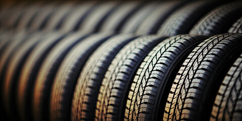 close up of a row  of tyres - Powered by Adobe