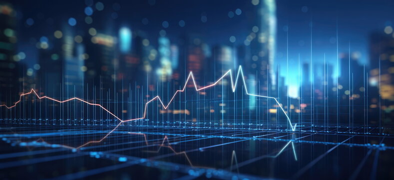 Graphs Representing Ups And Downs. Financial Market, Stock Market Concept. Market Trend. Generative AI Based.
