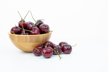 red sweet cherry isolated on white background