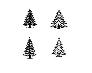 Vector xmas snow Pine tree silhouette mega set
