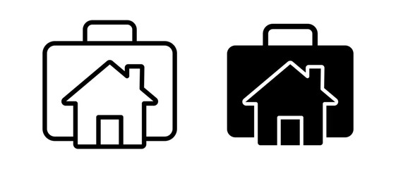 Real estate portfolio vector icon set. House in briefcase symbol
