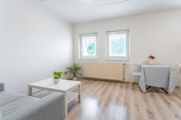 minimalist living room in an apartment of a residential building