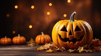 Fototapeta premium Halloween pumpkin. Halloween holiday background. generative ai
