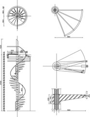 Rotary ladder technique detailed illustration vector sketch