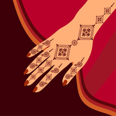 Floral Henna Mehndi Vector Hand Illustration Design, Henna Hands Vector, henna hands template banner background design	
