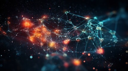 AI Insights Network: web of interconnected AI nodes transmitting insights, highlighting the power of artificial intelligence in analysis | generative ai