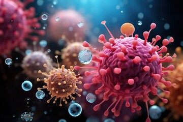 viruses and bacteria in the human body, 3D illustration. Concept of science and medicine. 3d rendering